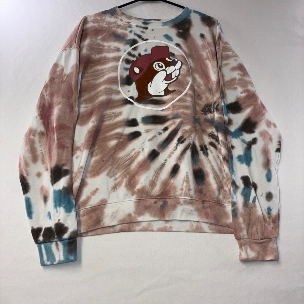 481 Streetwear Buc-ee's Sweatshirt XL Brown Teal Tie Dye Graphic Pullover
